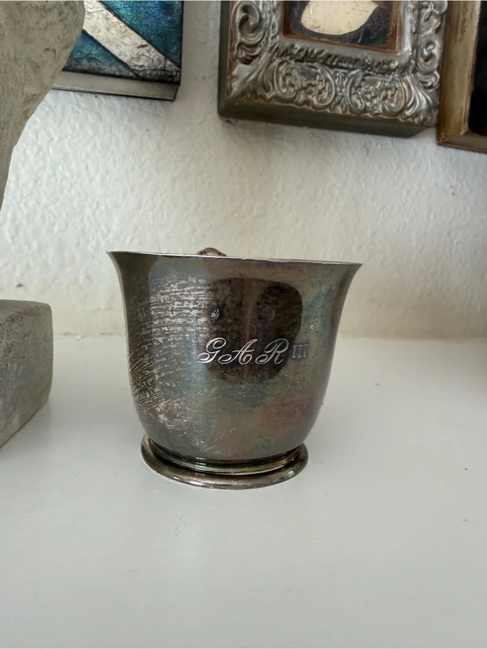 Vintage Jezler 800 Solid Silver Christening Cup Taufbecher Swiss Mid Century